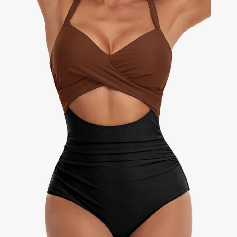 Elegant Brown and Black Women's Swimsuit